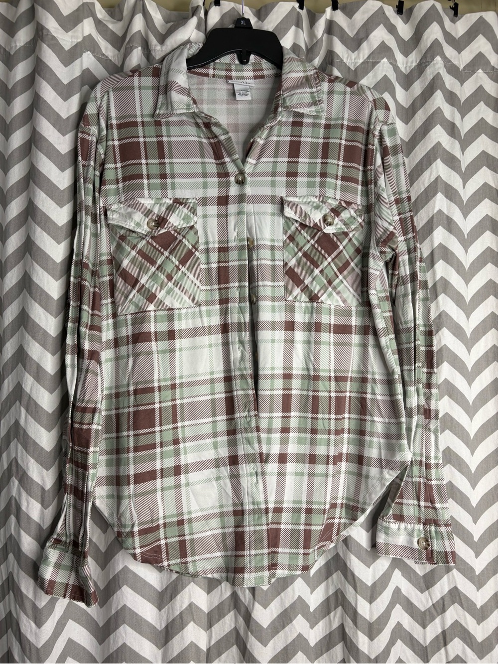 Rue21 Green and Brown Plaid Casual Shirt